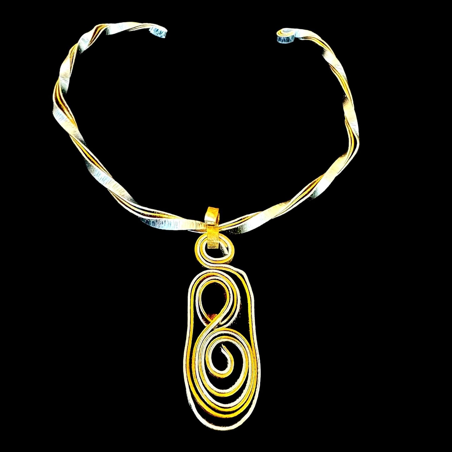 Silver Gold Abstract Choker Necklace