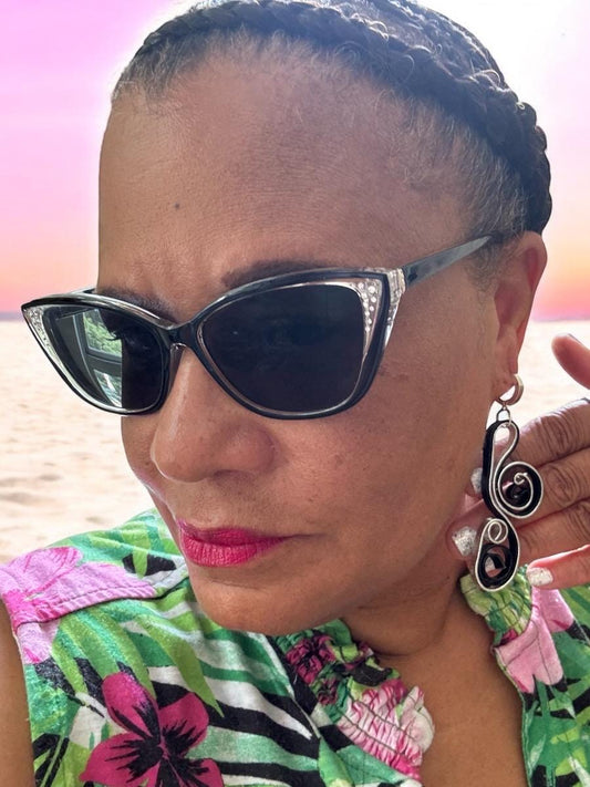 Black Silver Statement Earrings