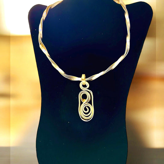 Silver Gold Abstract Choker Necklace