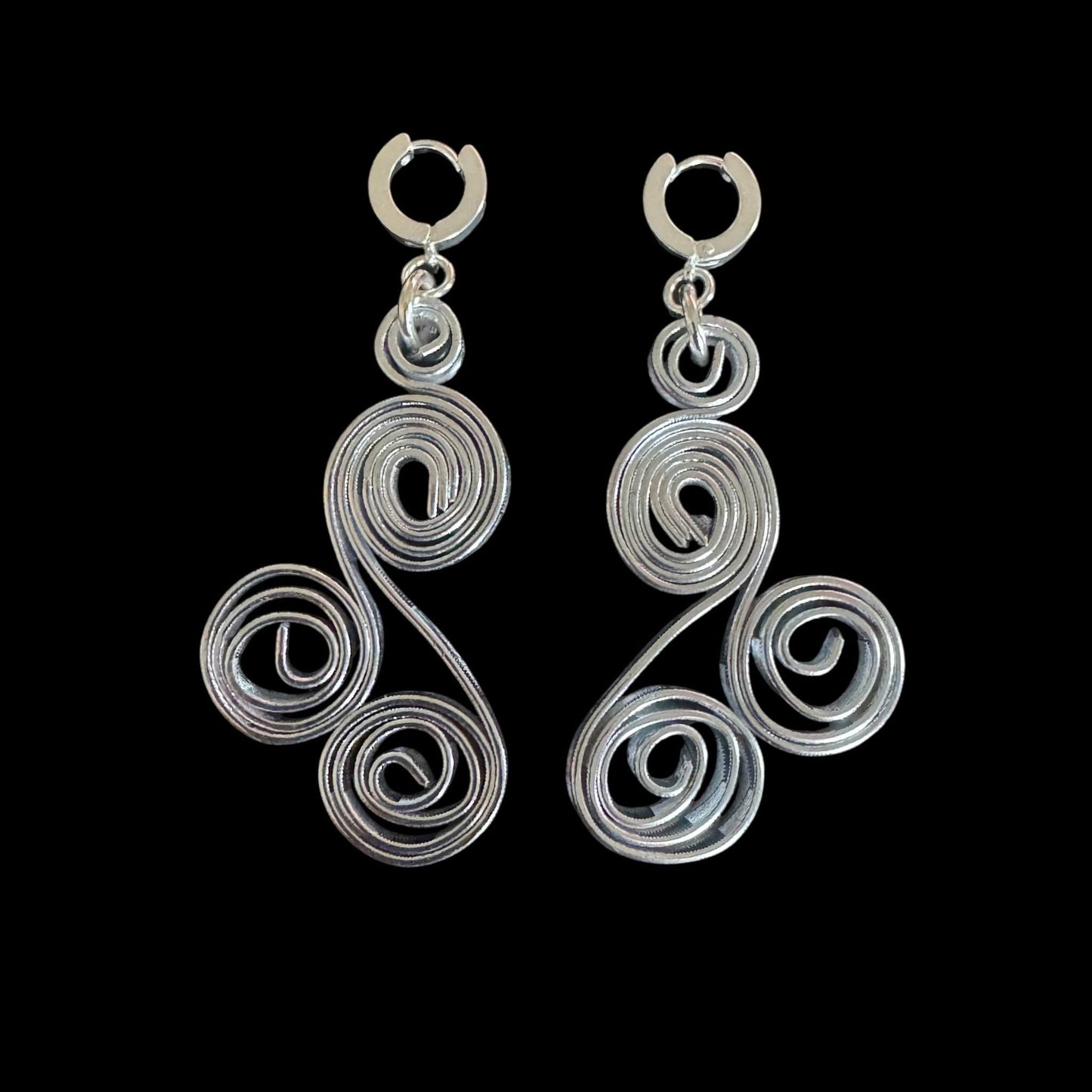 Rhythm in Silver” Spiral Statement Earrings