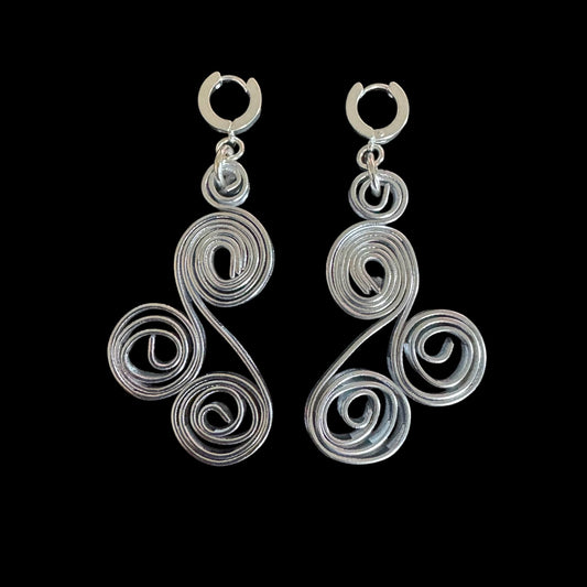 Rhythm in Silver” Spiral Statement Earrings