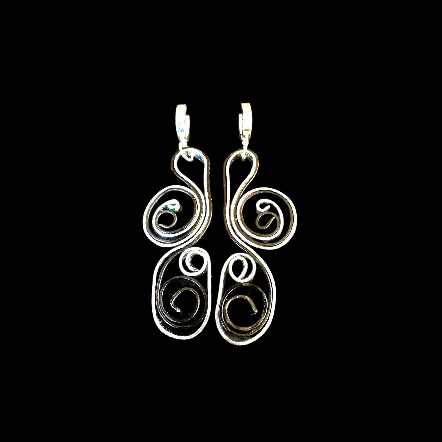 Black Silver Statement Earrings