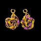 Purple Gold Twisted Wire Earrings