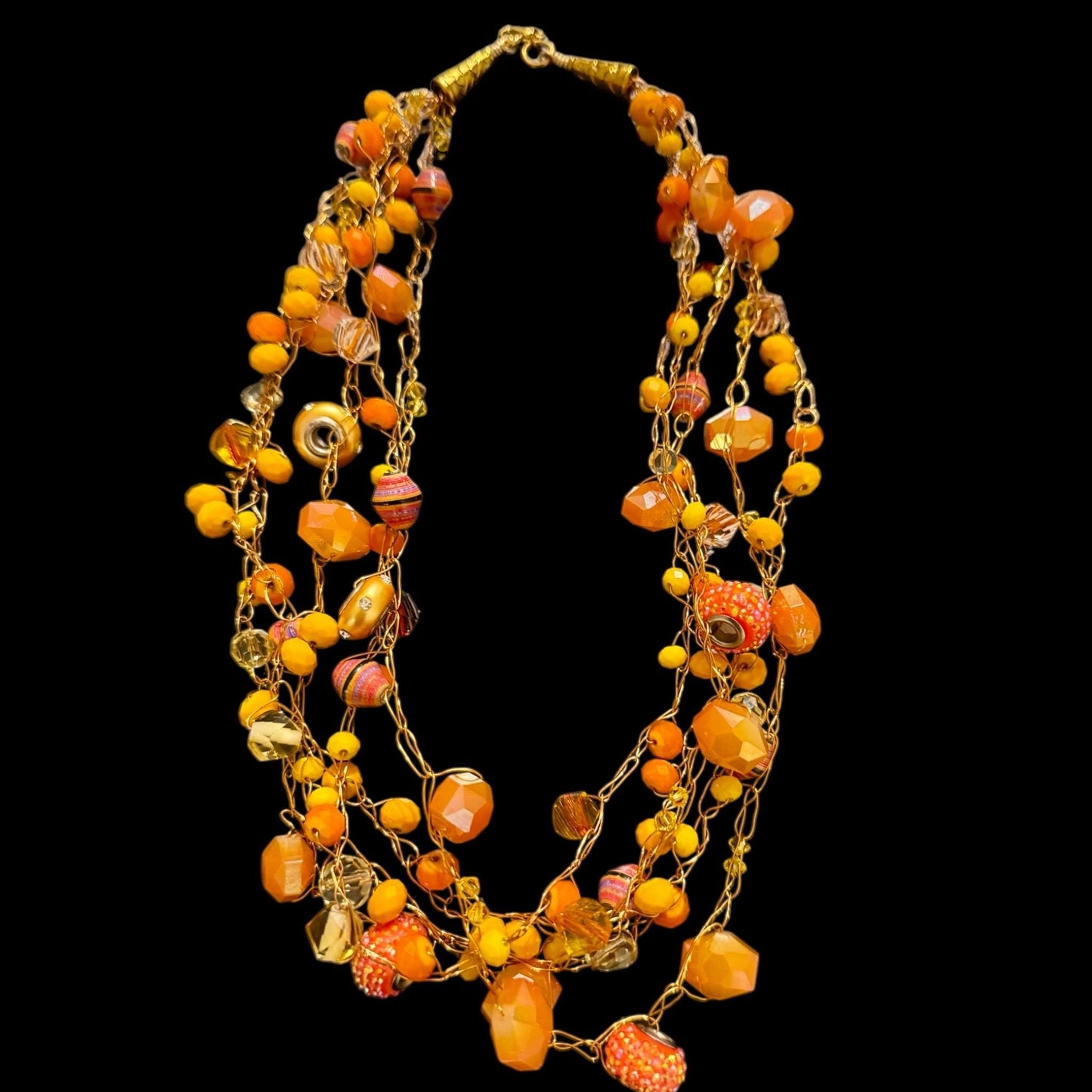 Vibrant Citrus Wire Crochet Necklace