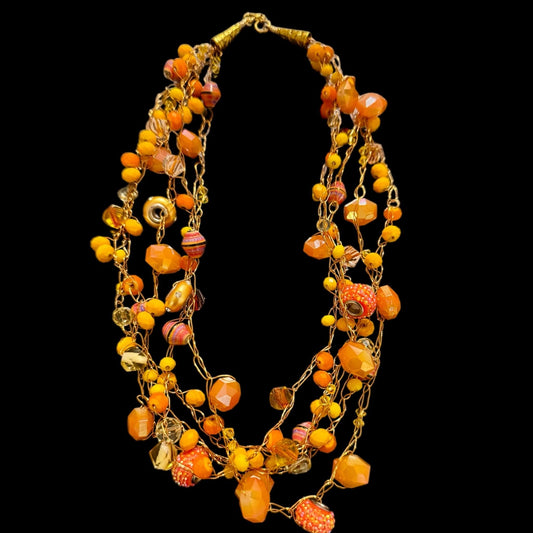 Vibrant Citrus Wire Crochet Necklace