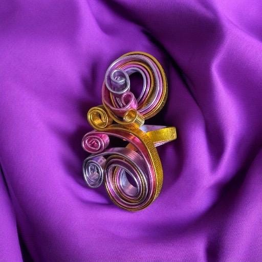 Handcrafted Artisan Wire Ring – Bold Swirls in Gold, Pink & Lavender
