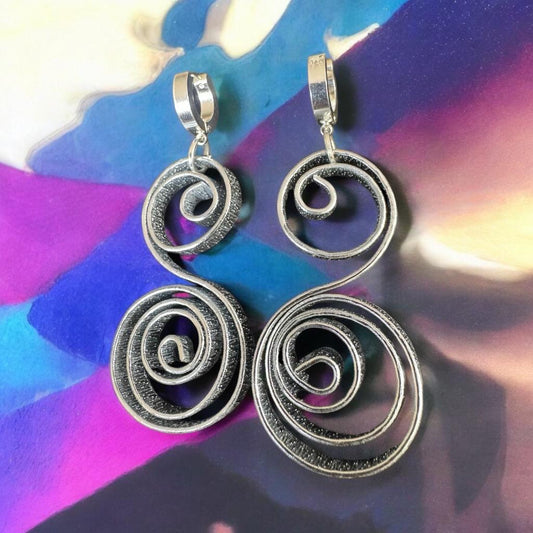 Silver S-Shaped Swirl Earrings