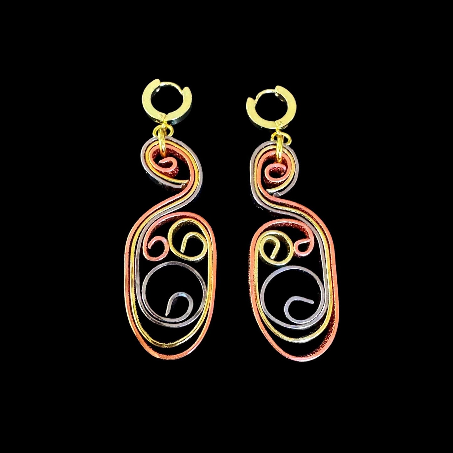 Tri-Color Artsy Abstract Earrings