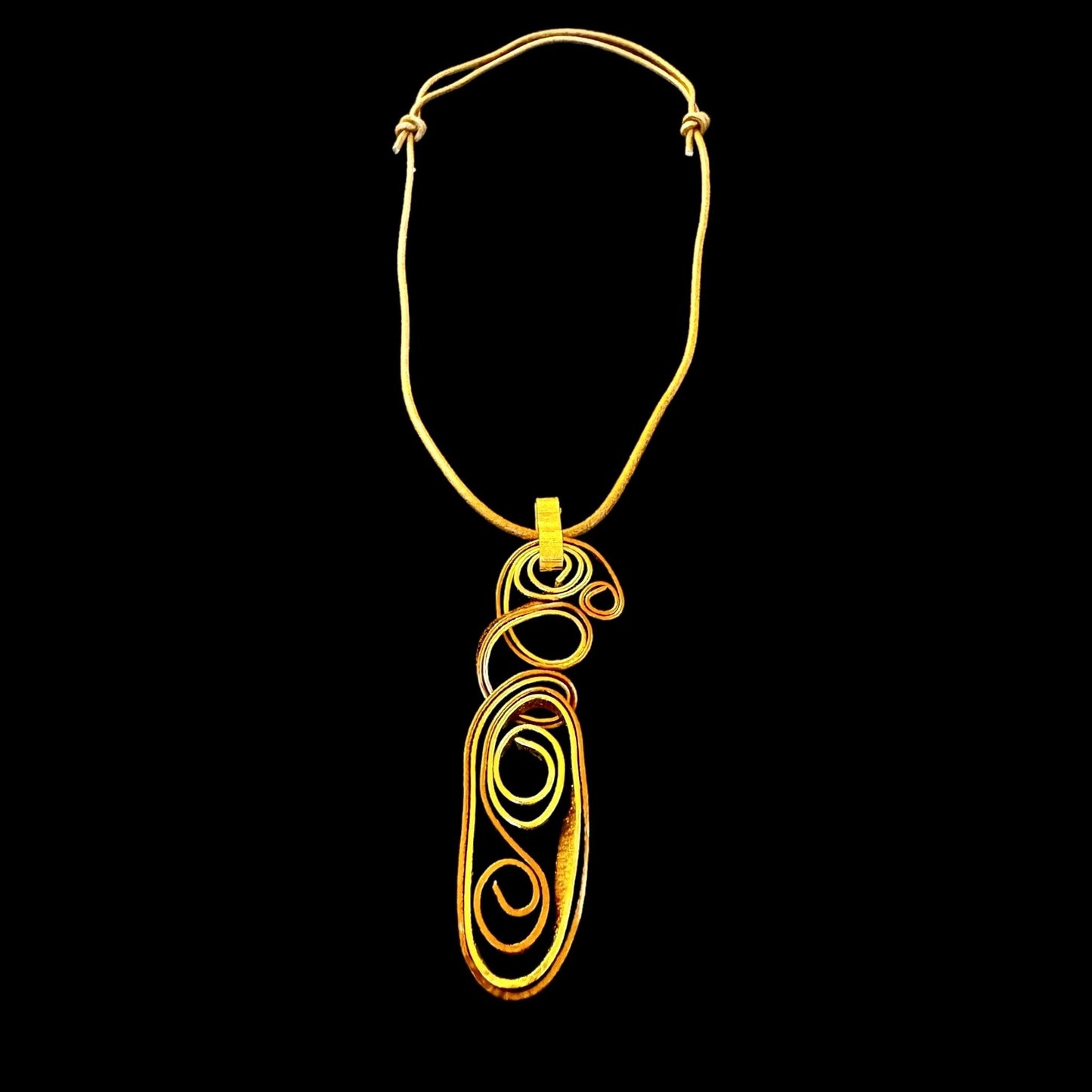 Copper Gold Artsy Pendant Necklace