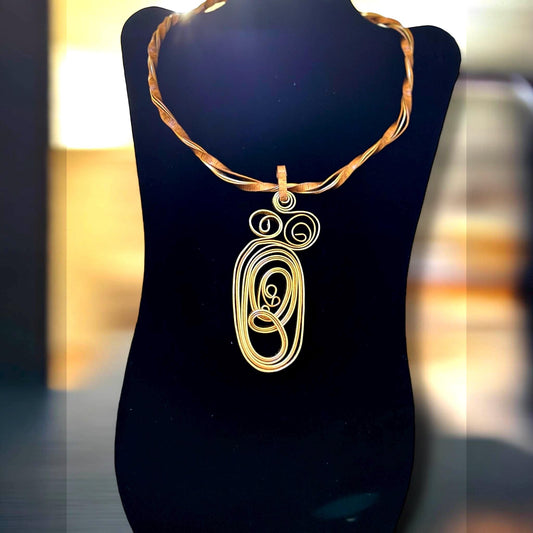 Copper Gold  Abstract Choker Necklace