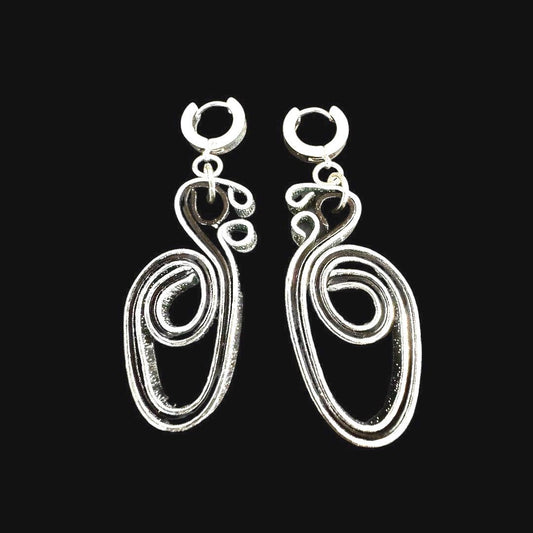 Unique Black Silver Divine Earrings