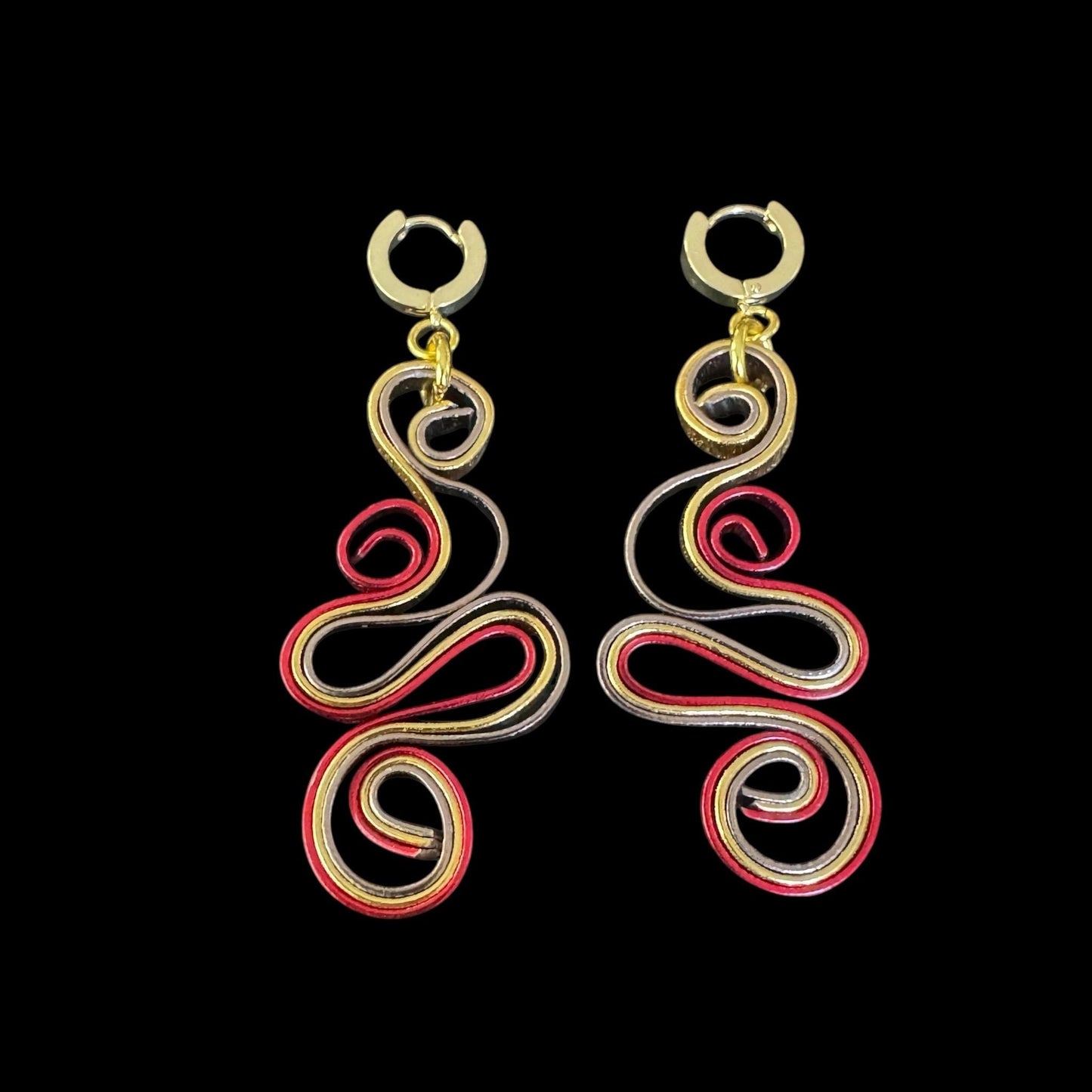 Red, Bronze, and Tan Swirl Earrings