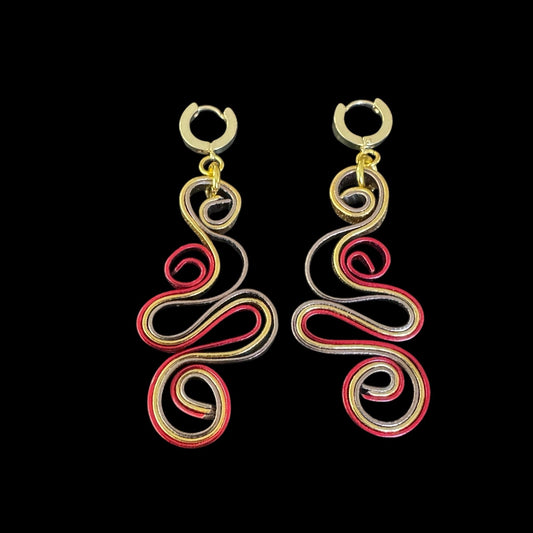 Red, Bronze, and Tan Swirl Earrings
