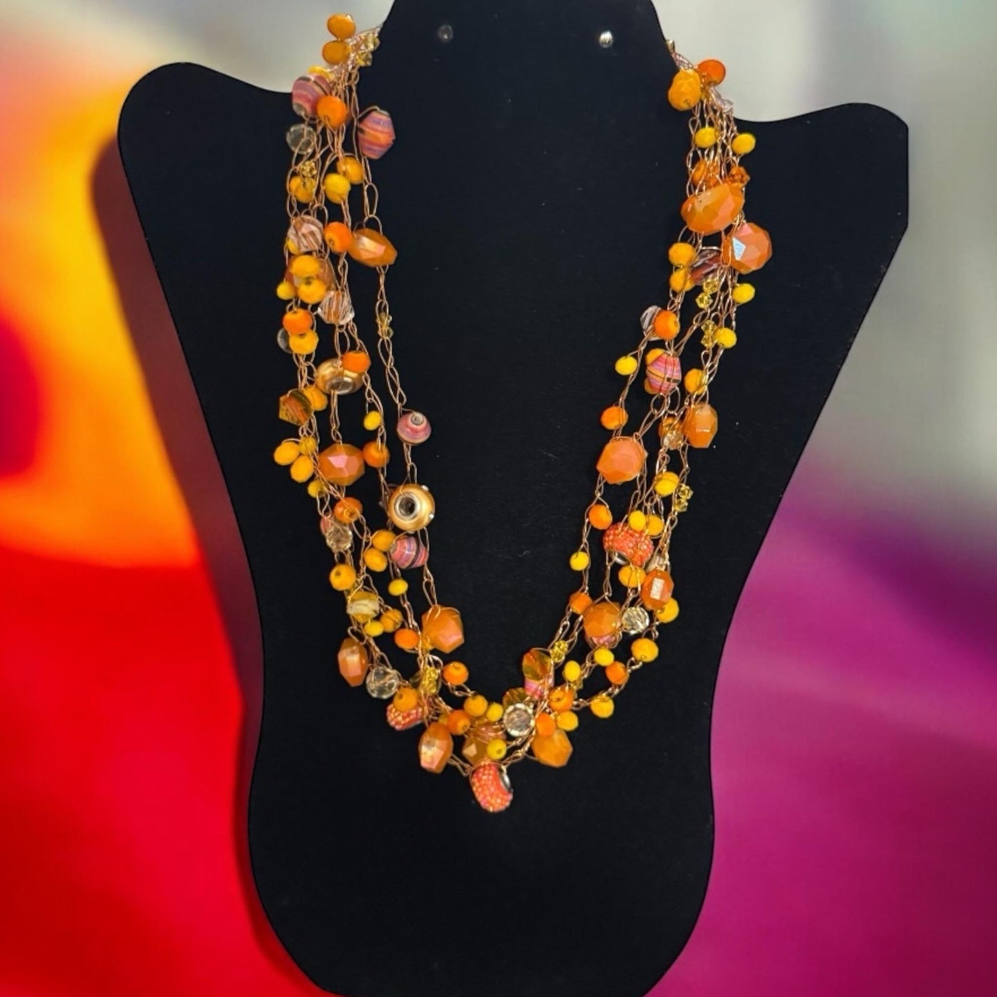 Vibrant Citrus Wire Crochet Necklace