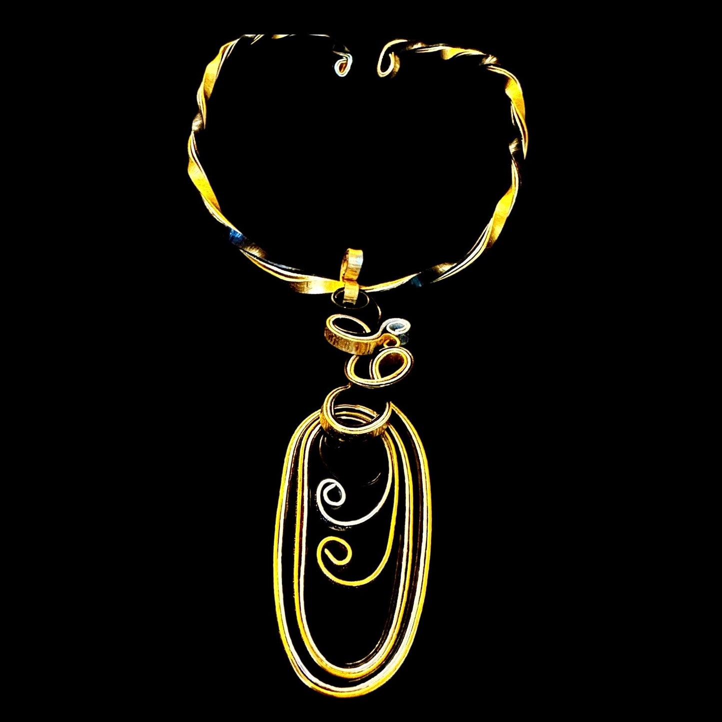 Silver Gold Black Abstract Choker Necklace