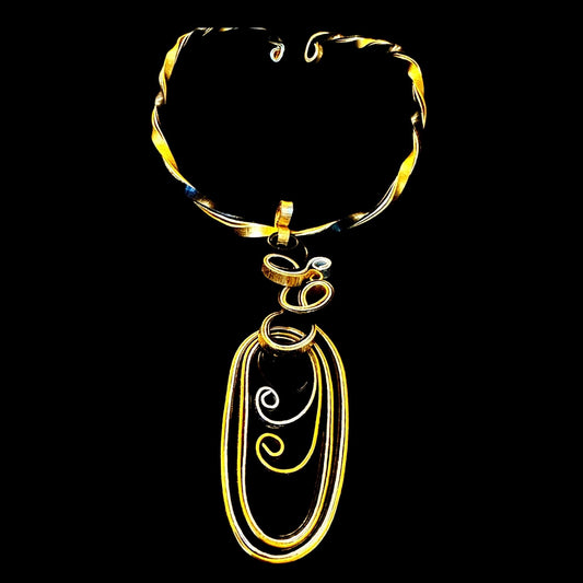 Silver Gold Black Abstract Choker Necklace