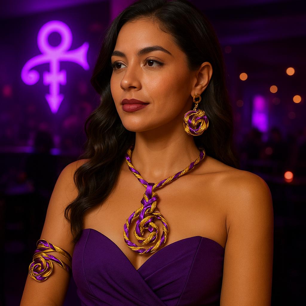 Purple Gold Twisted Wire Earrings