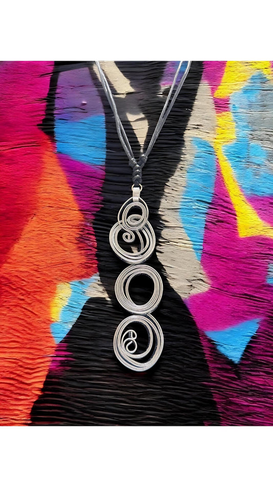 Silver Spirals Pendant Necklace -Handcrafted Wearable Art Jewelry by Signatures By LaNorma