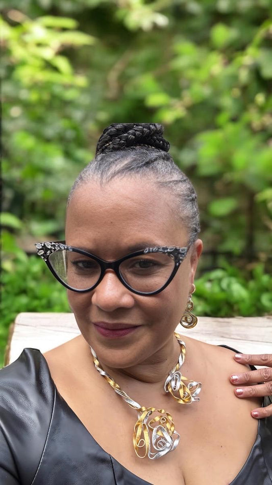 Silver Gold Twirls Choker Necklace