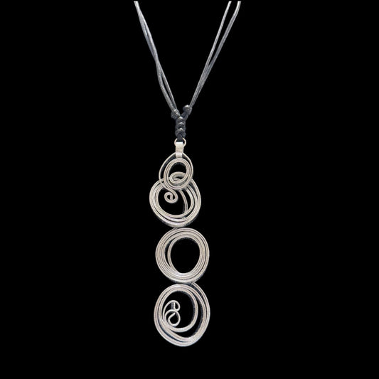 Silver Spirals Pendant Necklace -Handcrafted Wearable Art Jewelry by Signatures By LaNorma