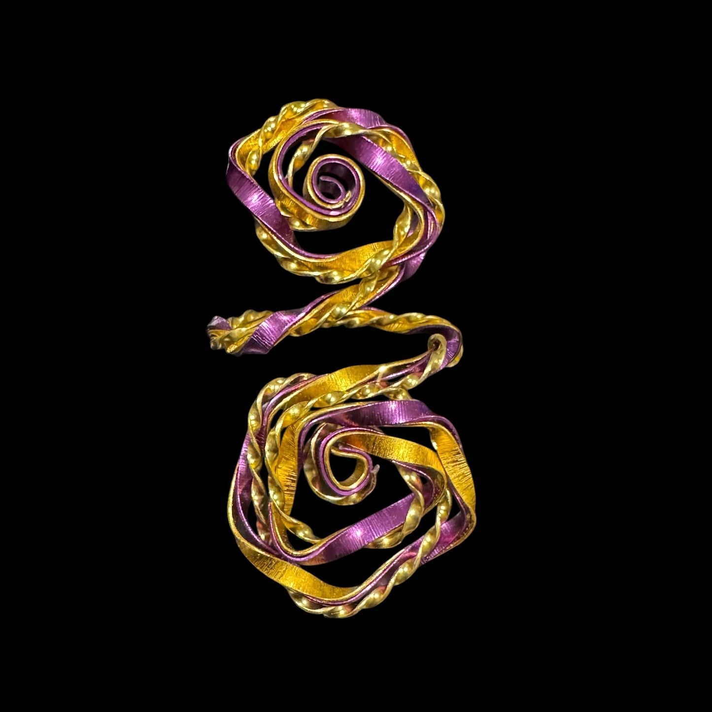 Purple Gold Twisted Wire Bracelet Cuff