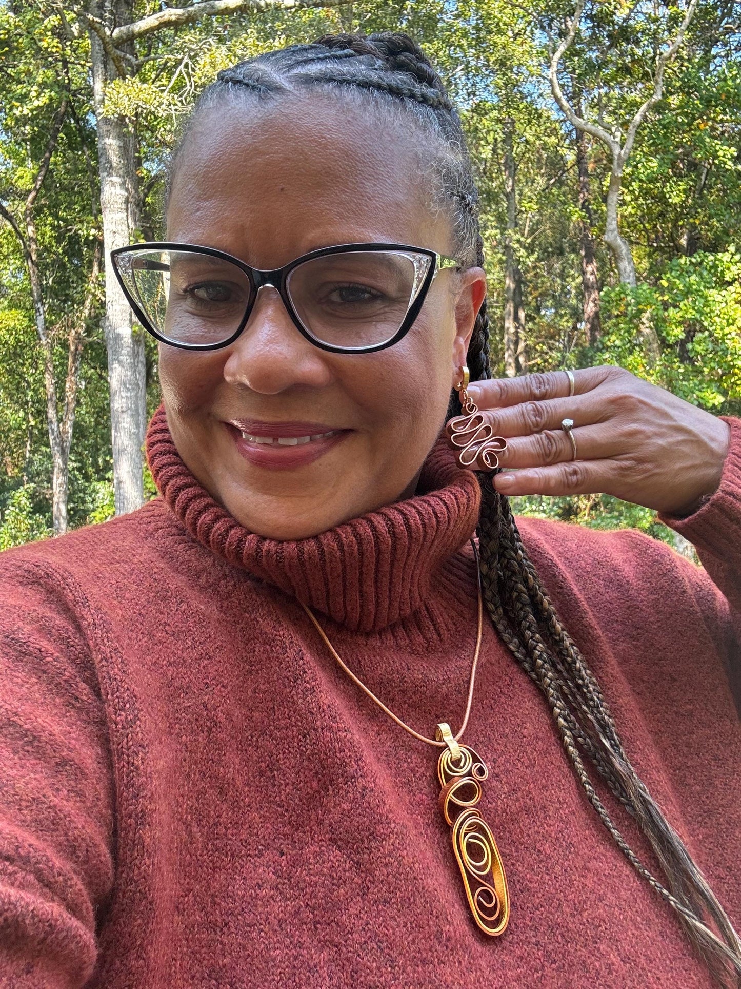 Copper Gold Artsy Pendant Necklace