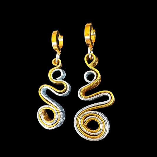Silver Gold  Swirl Earrings