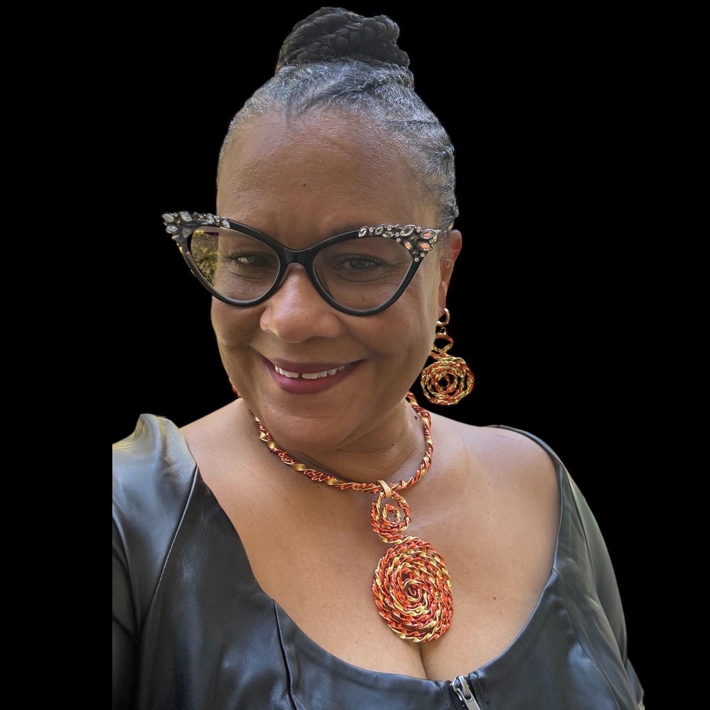 Copper Gold Twisted Medallion Earrings