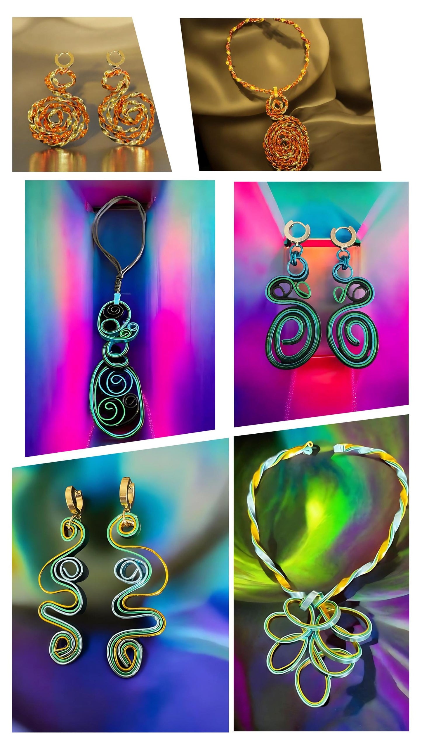 Copper Gold Twisted Medallion Earrings