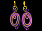 Purple  Gold Abstract Earrings