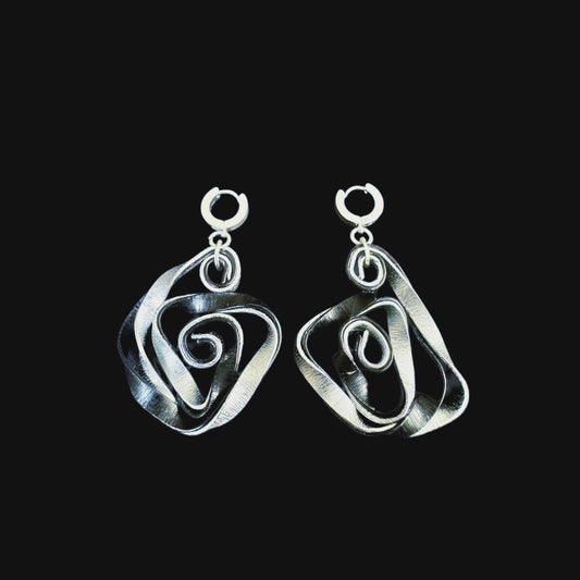 Black Silver Swirl Earrings