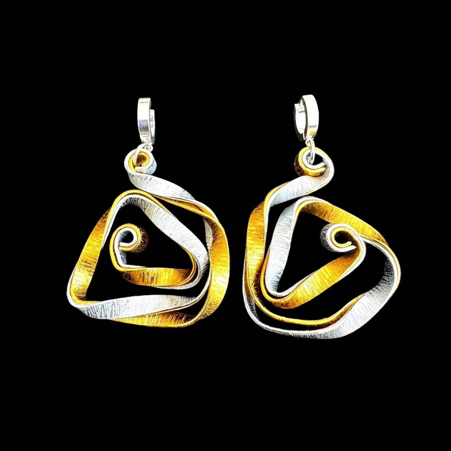Silver Gold Twisted Swirl Earrings