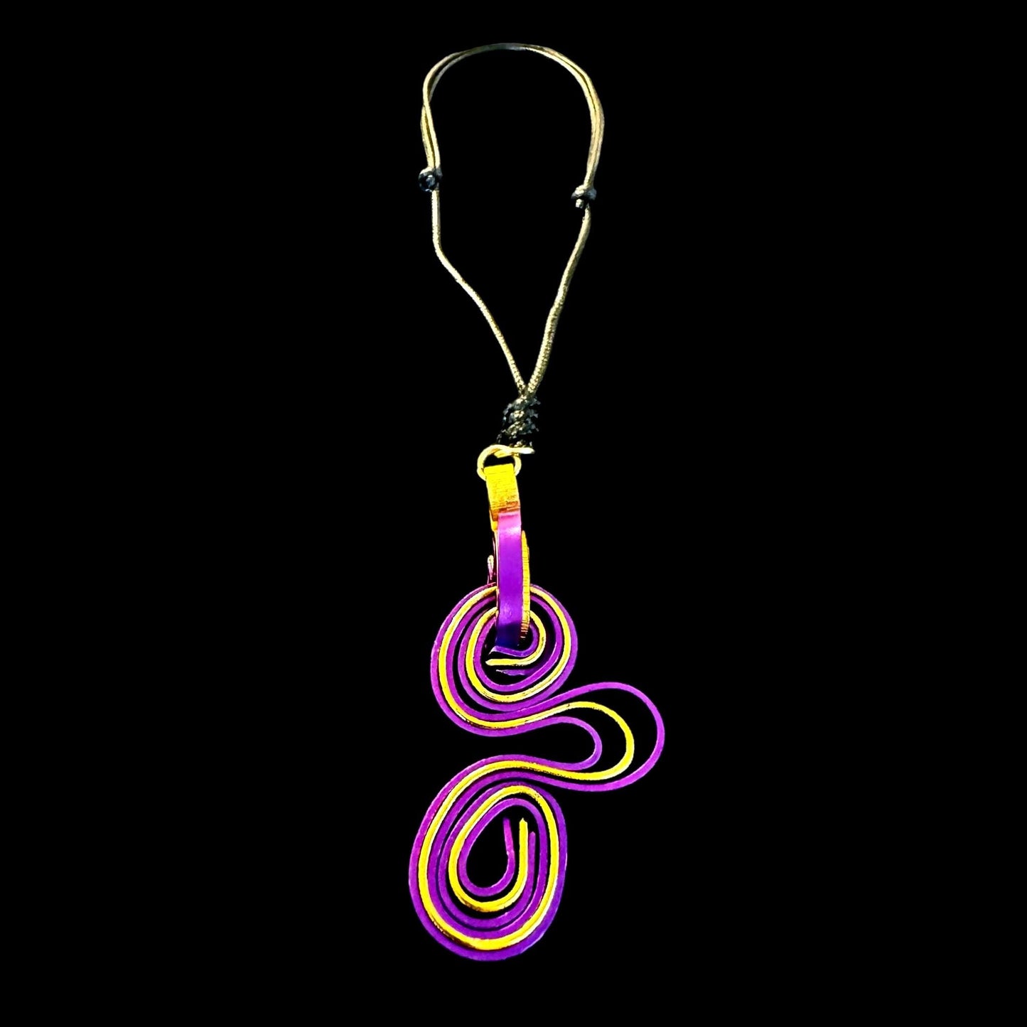 Purple Gold Abstract Pendant Necklace