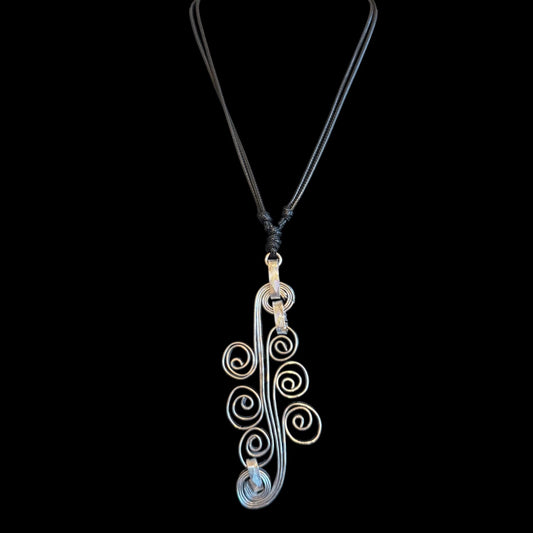 Rhythm in Silver” Spiral Pendant Necklace