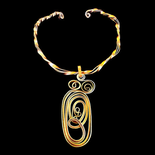 Copper Gold  Abstract Choker Necklace