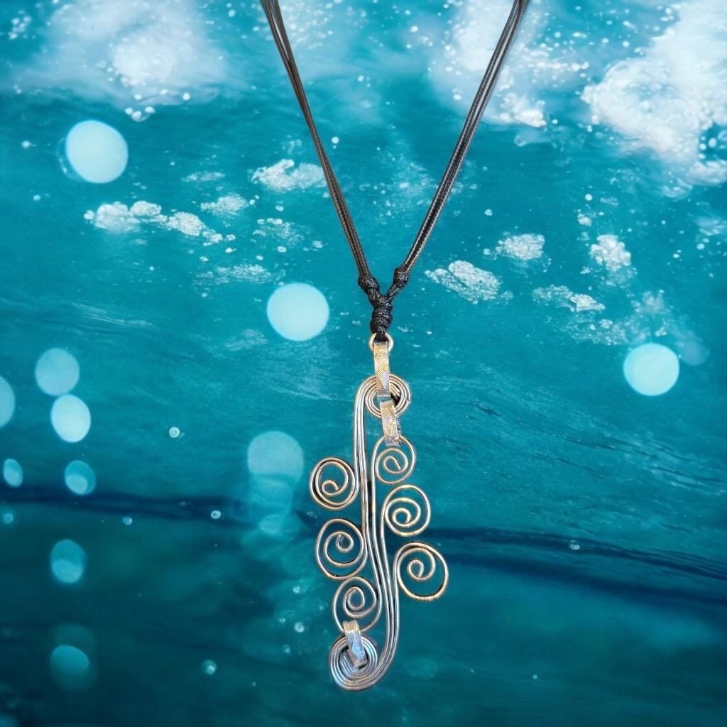 Rhythm in Silver” Spiral Pendant Necklace