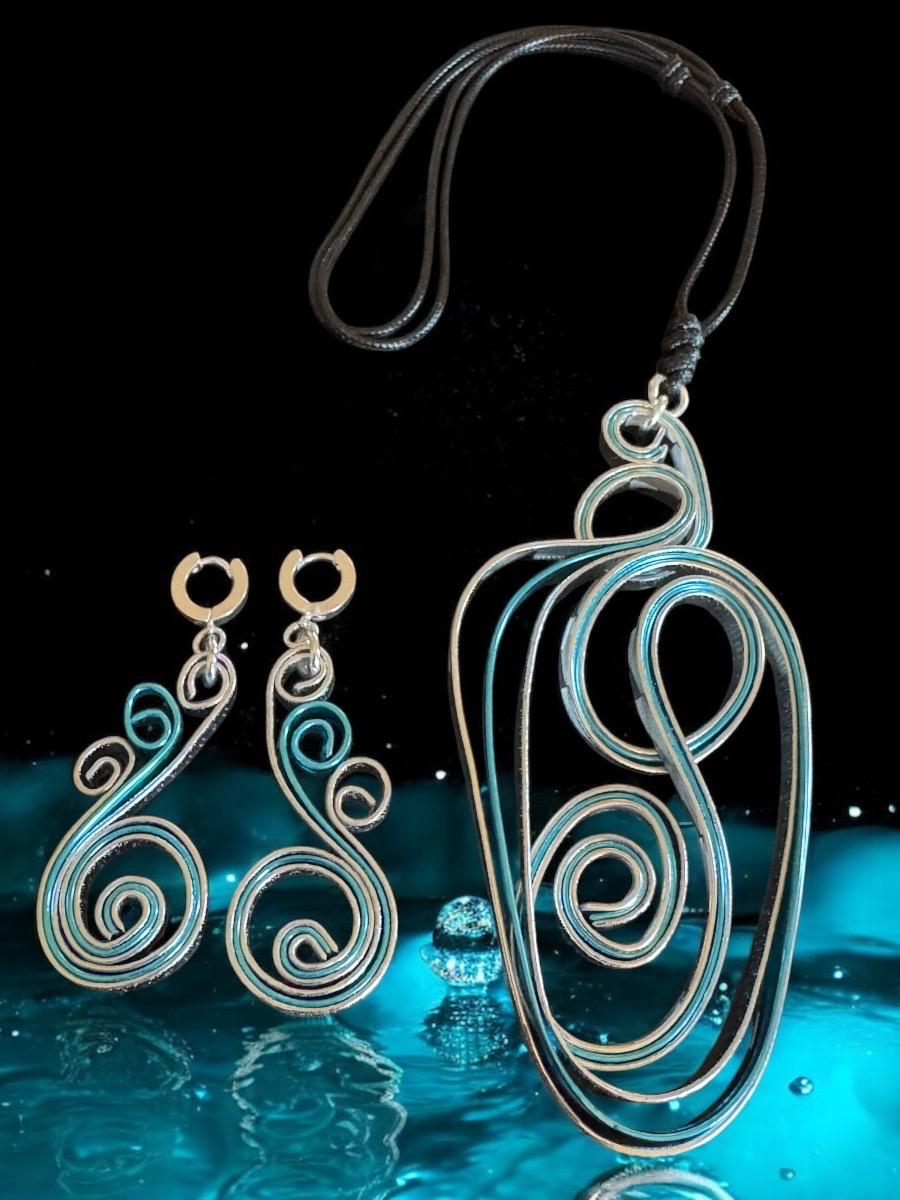 Ocean Swirl Artisan Wire Earrings