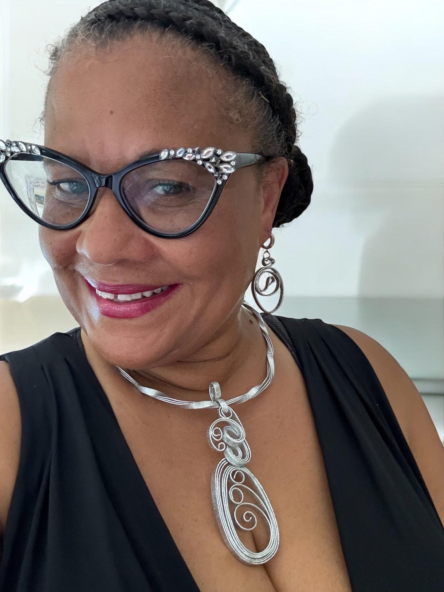 Silver Textured Earrings- Handcrafted Wearable Art Jewelry by Signatures By LaNorma