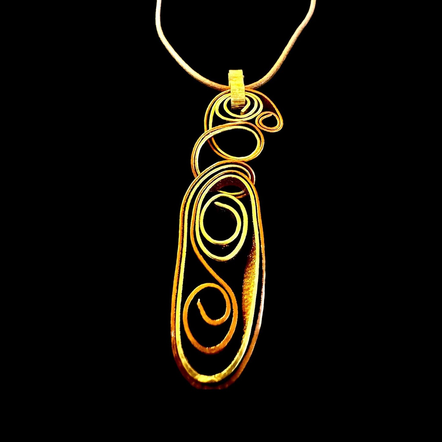 Copper Gold Artsy Pendant Necklace